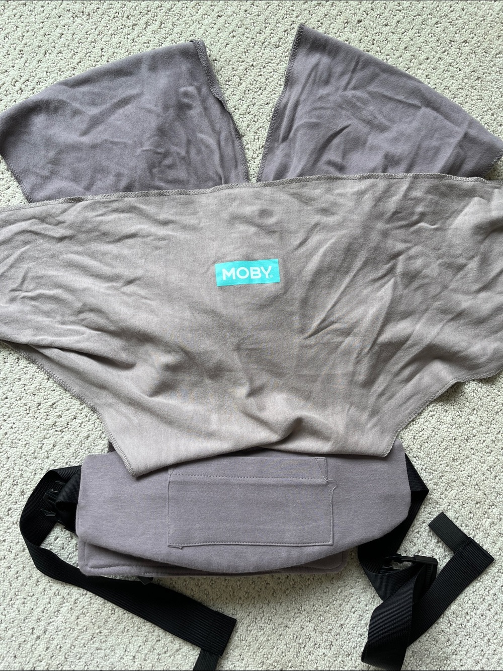 Moby Easy Wrap Carrier Gray Baby Wearing